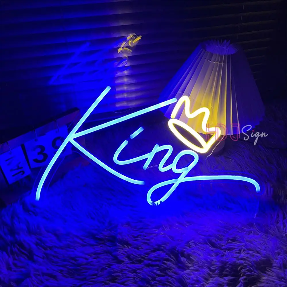 

Led Neon Sign King Queen Neon Light LED Sign Aesthetic Room Decor Bedroom Wall Hanging Neon Lamps Party Bar Club Decor Birthday