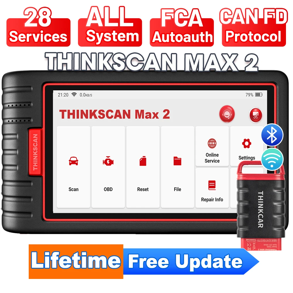 Lebenslange kostenlose Updates THINKCAR Thinkscan Max 2 OBD2 Scanner Auto-Diagnosegerät CAN FD FCA AutoAuth Alle Systeme 28 Reset-Funktionen PK S6 Elite K7 CRP909E