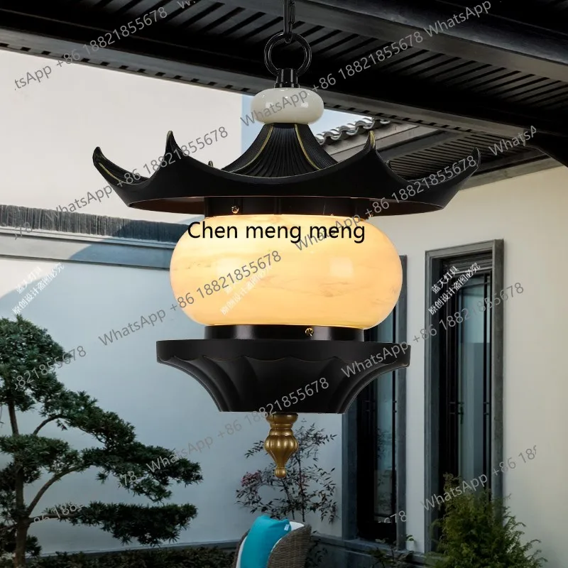 

New Chinese-style long corridor chandelier ceiling grape stand gazebo villa eaves outdoor retro court chandelier