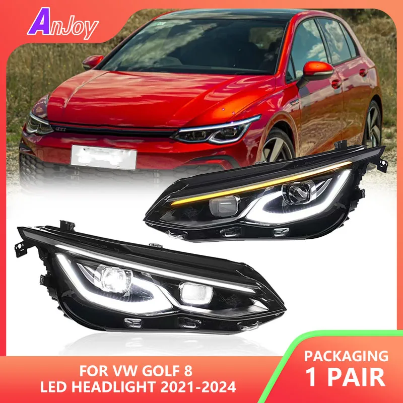

For VW Golf 8 Headlight 2021-2024 Upgrade Modified New DRL Dynamic Turn Signal LED Headlight Auto Accessories 2Pcs