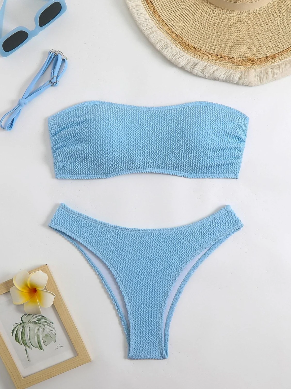 

High Waist Pure Color Snake Pattern Single oulder Bikini Women's Swimsuit Sexy Swimwear by World Famous Brand