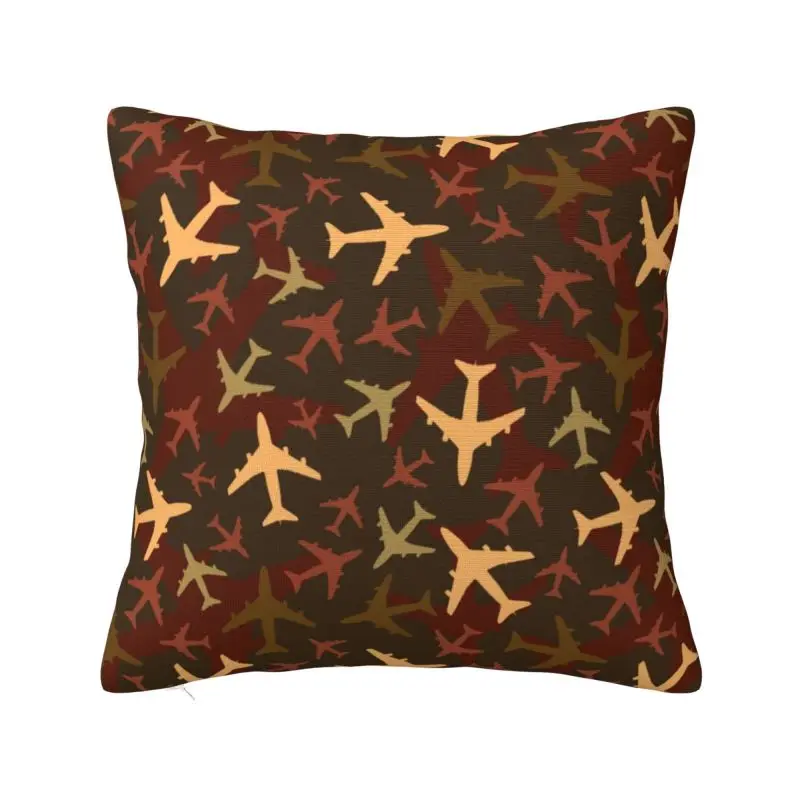 Custom Nordic Aviation Airplane Camouflage Sofa Cushion Cover Velvet Aviator Plane Pilot Fighter Pillow Case