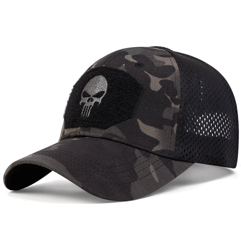 Unisex Skull Embroidered Top with Patch Breathable Baseball Caps Spring and Autumn Outdoor Adjustable Casual Hat Sunscreen Hat