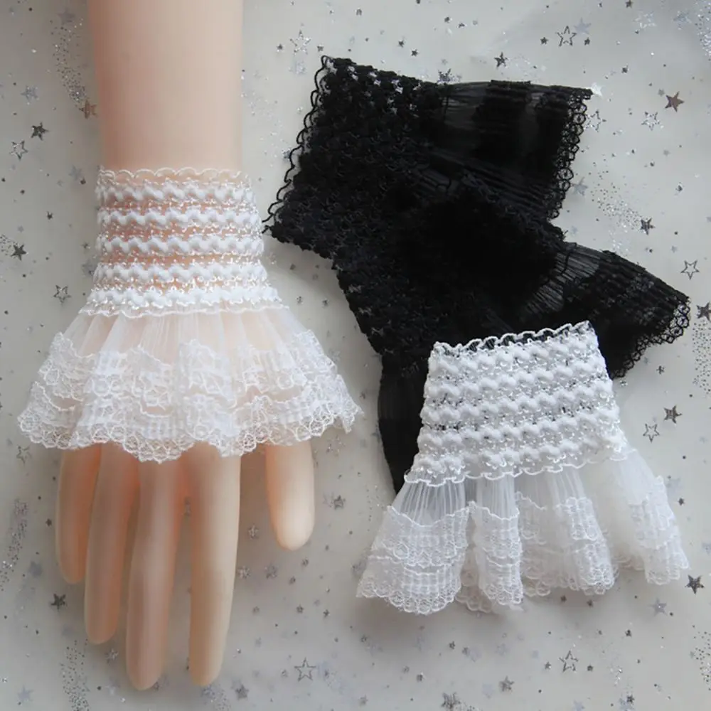 1Pair Sun Protection Scar Cover Gloves Arm Cover Lace Cuffs Ruffles Elbow Sleeve Fake Sleeve Detachable Sleeve Cuffs Gloves