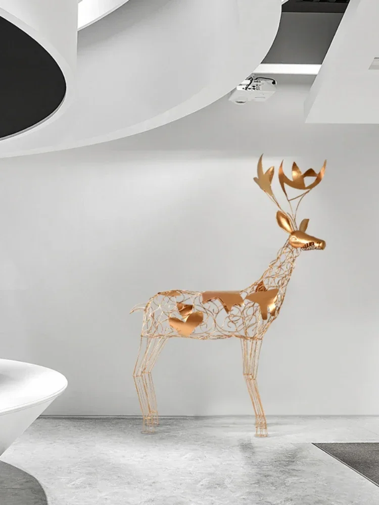 Creative Abstract Elk Sculpture Commercial Space Sales Office Hotel Lobby Floor Light Luxury Crafts Decorations
