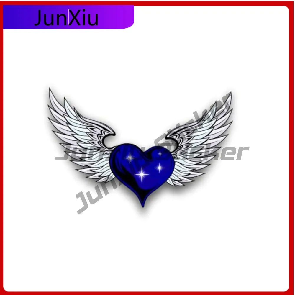 

Heart And Angel Wings Blue Sticker Decal Waterproof Scratch-proof Decoration Exterior Decal Accessories For Car Rv Camper Window