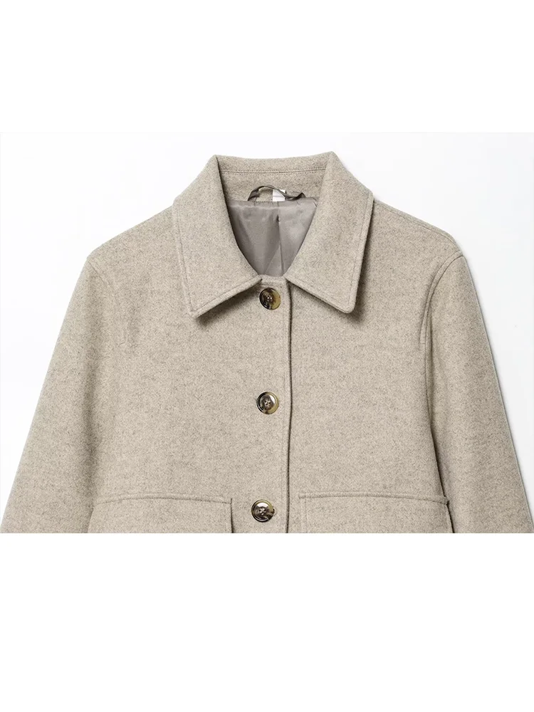 HH chaquetas de estilo callejero para mujer, chaqueta informal de otoño, moda de manga larga, cuello alto, bolsillos, botones, abrigos ajustados decorados