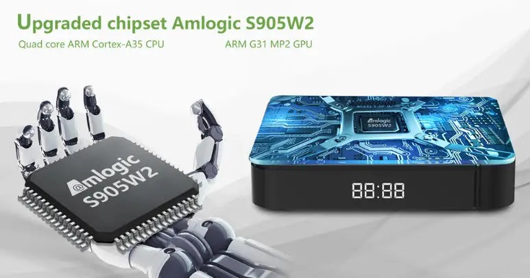 أزياء جديدة W2 شبكة فك التشفير عالية الوضوح 4K Android Tv Box اللاسلكية 5G واي فاي بلوتوث