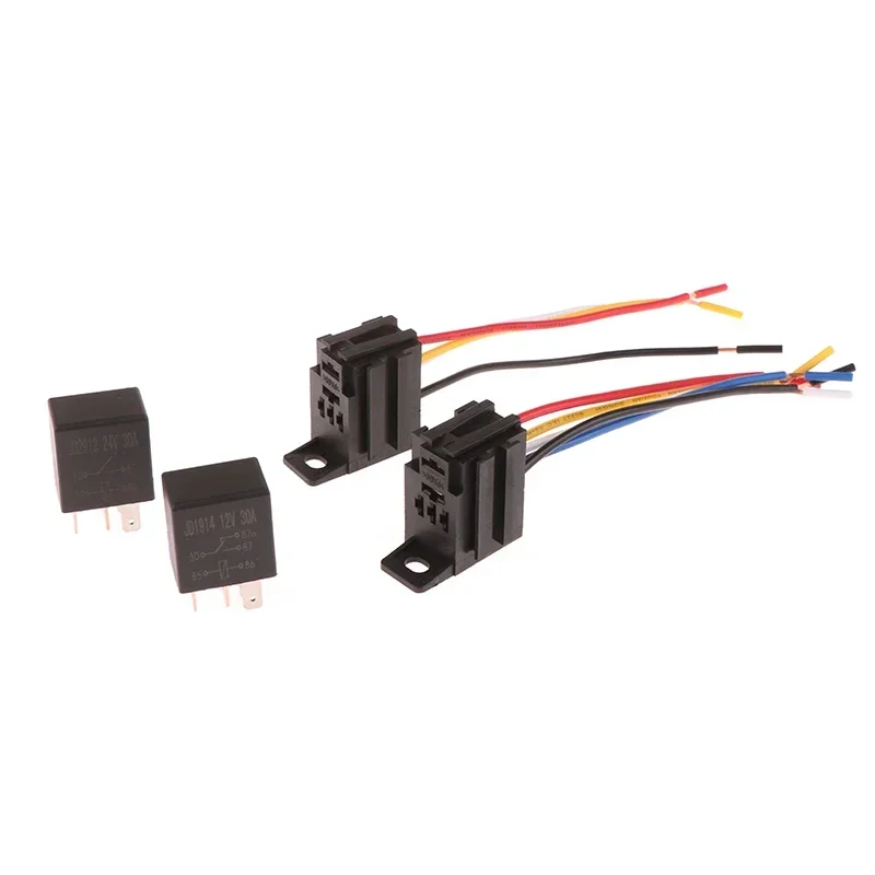 Toma de relé violeta automotriz de 4 pines/5 pines 30A 12V/24V con cable con Terminal dispositivo de Control automotriz relé de coche automático