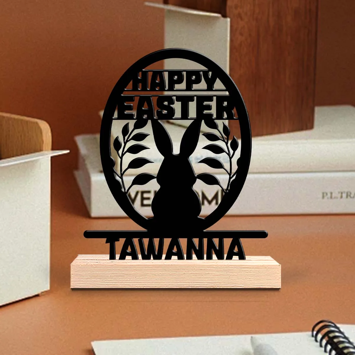 1pc Metal Desktop Decoration Customizable Name With Wooden Base Desktop Decorations in Bedrooms,Study Rooms,and Offices