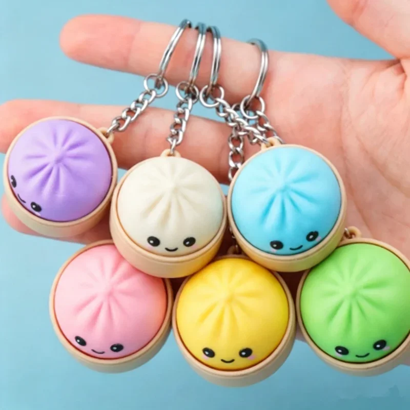 1~5PCS Simulation Dumpling Keyboard Clicker Stress Relief Toy Cute Keychains Decoration Gifts Emotion Fidgets Toy Mini Pendant