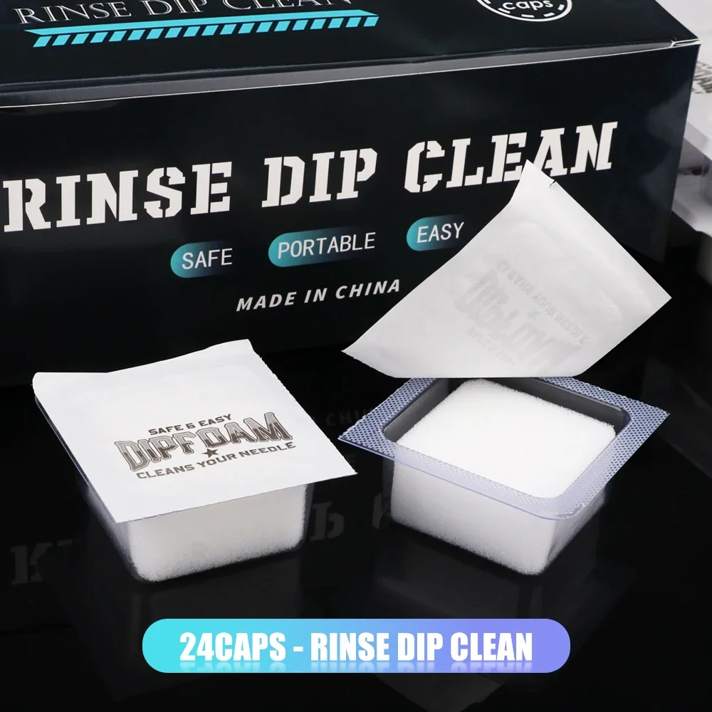 Dip Foam Cups-24Pcs Square Tattoo Supplies Disposable Rinse Caps for Color Switching & Needle Cleaning