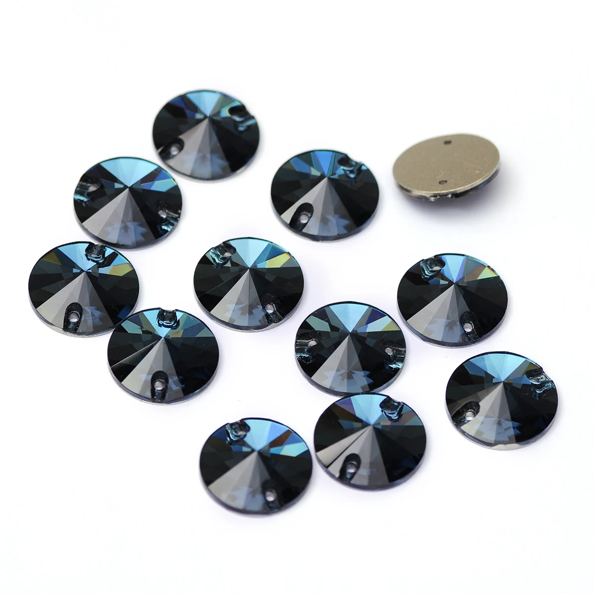 Top Quality Montana Electroplatin Glass Crystal Shape Rivoli Sewing Stones Flatback Sew-on Rhinestones For Garment Clothes