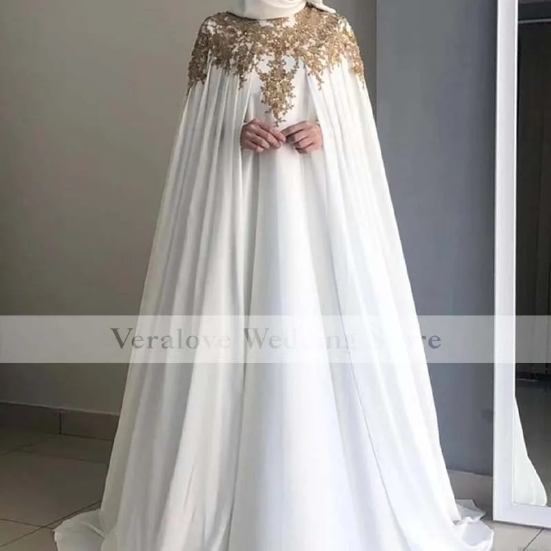 Long Sleeves High Neck Muslim Evening Dress Gold Appliques Abiye Elbiseleri Prom Caftan Vestido De Fiesta De Boda Customized