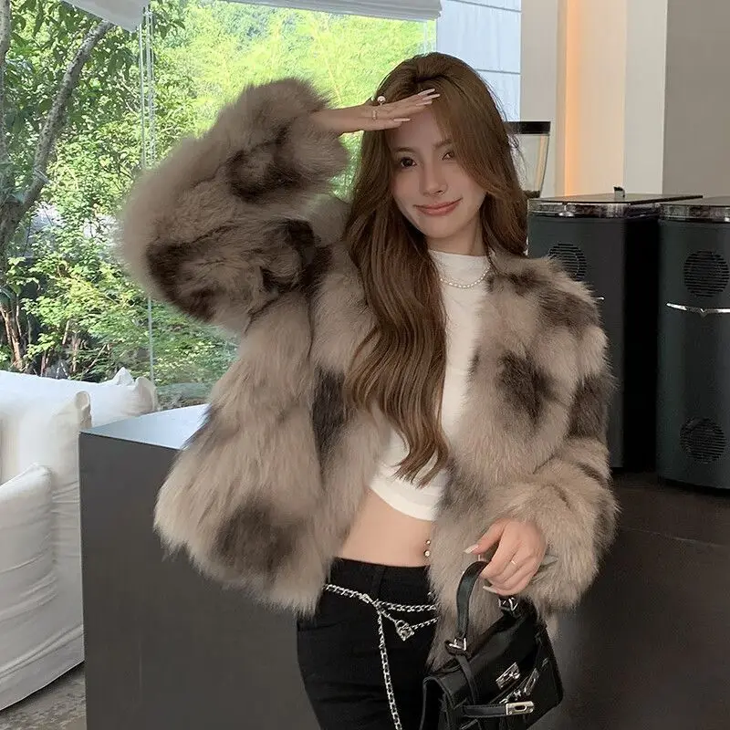Mode Imitatie Vos High-end Bontjas Vrouwen Herfst Winter Jonge Nieuwe Bont Korte Overjas Lange Mouw Dikker Warme Bontjassen