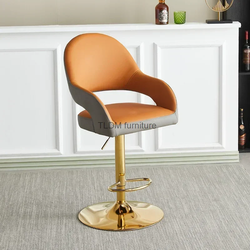 

Adjustable Indoor Bar Stools Faux Modern Leather Disk Base Cover Dust Bar Stools European Lifting Taburete Alto Room Furnitures