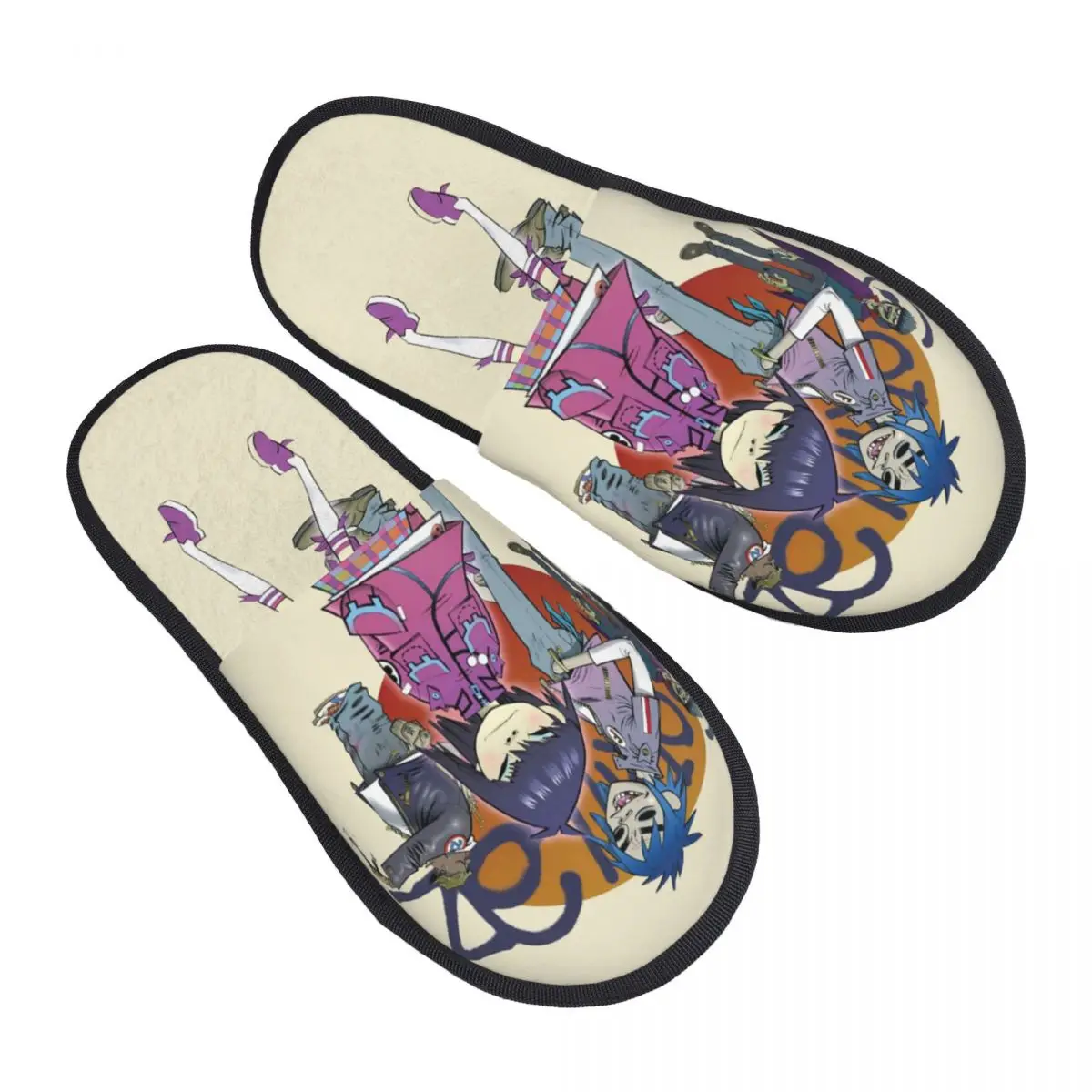

Custom Print Women Gorillazs Rock Band Poster House Slippers Cozy Warm Memory Foam Fluffy Slipper Indoor Outdoor Shoes