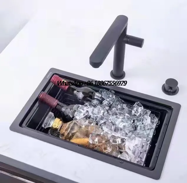 

New Hidden Sink Kitchen Sink Handmade Custom Stainless Steel with Hot and Cold Water Faucet Water Purifying and Draining Cover