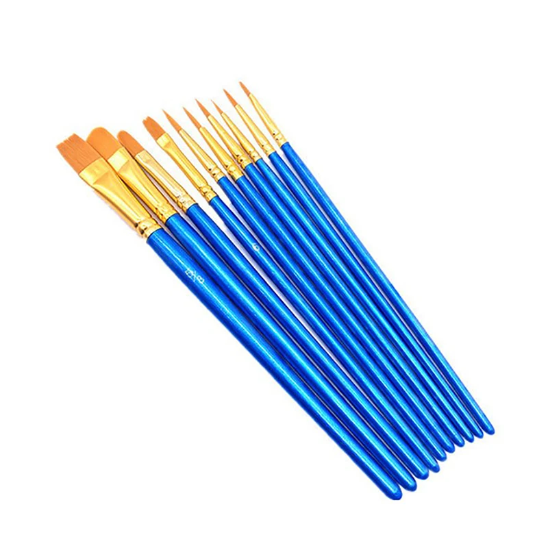 10PCS Nylon Paint Brush Professional Watercolor Acrylic Oil Painting Wooden Handle Painting Brushes Art Supplies Stationery