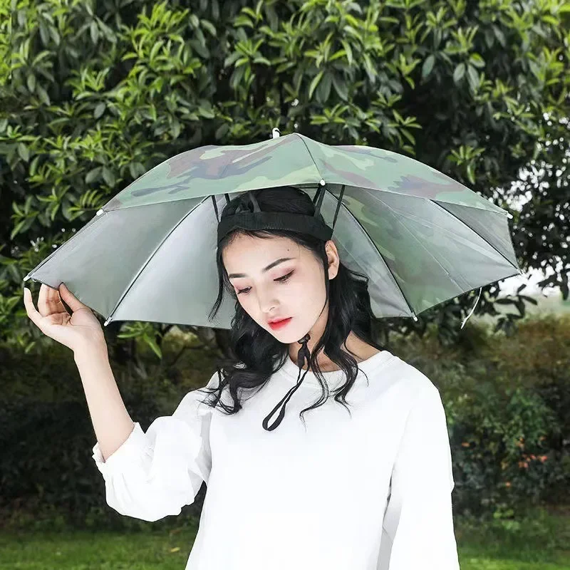 Outdoor Foldable Head Umbrella Hat Headwear Sun Cap Anti-Rain Anti-Sun Fishing Golf Cycling Hiking Camping Shade Umbrella Hat