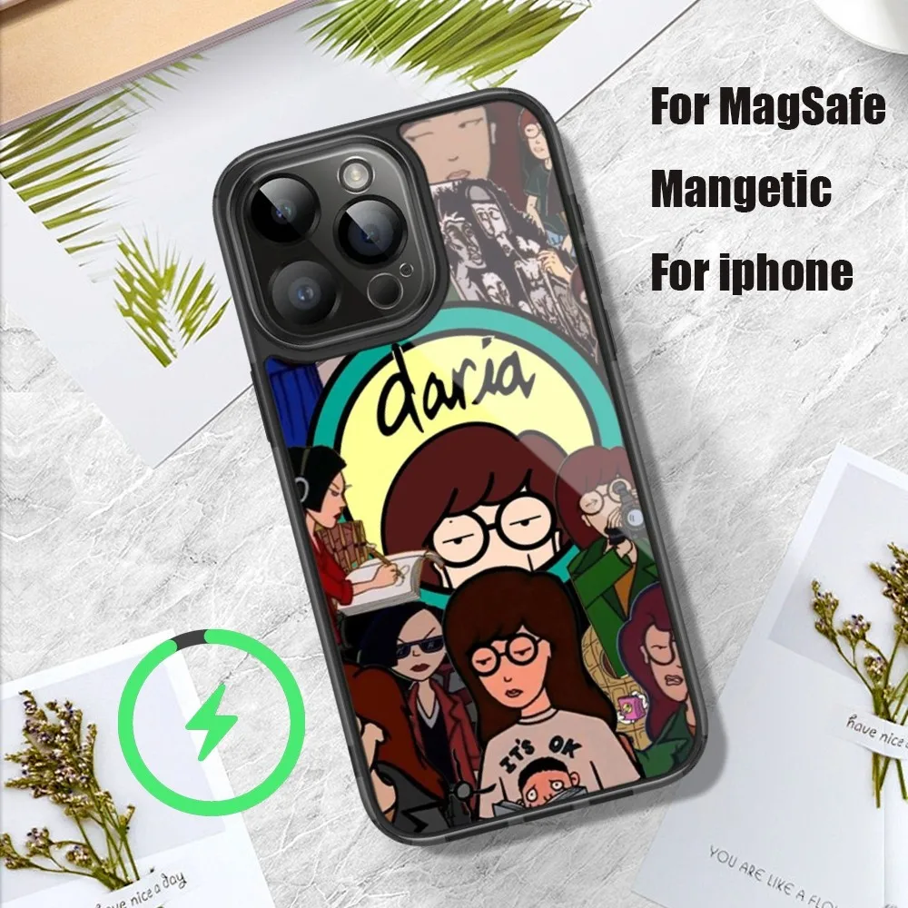 Cartoon D-Daria Phone Case For iPhone 11 12 13 14 15 Pro Max Plus Mini Magsafe Magnetic Wireless Charging Shell