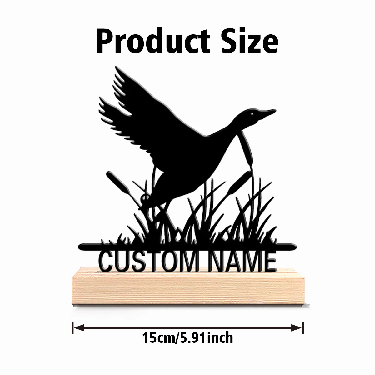 1pc newly designed personalized custom flying duck metal statue,Metal Art With Wooden Base Tabletop Decorationperfect for home,