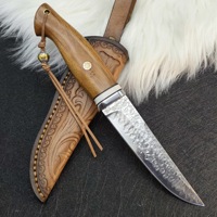 Hammer pattern forging Damascus steel small straight knives outdoor portable handmade knives camping barbecue knives