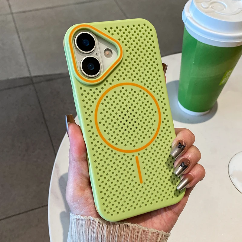 Honeycomb Mesh Cooling Magnetic Phone Case For iPhone 16 Pro Max 17 Air 15 14 13 12 Magsafe Heat Dissipation Hard Back Cover - Image 5