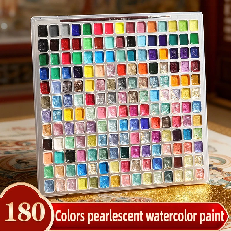 

180/150/98/12 цветов жемчужный однотонный набор акварельных красок портативный акварельный профессиональный художественный живопись принадлежности школьные канцелярские принадлежности