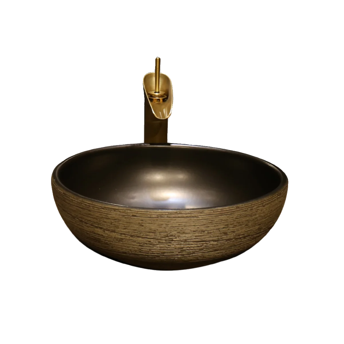 

On-stage basin Ceramic washbasin Round single basin Retro art wash European-style household bathroom