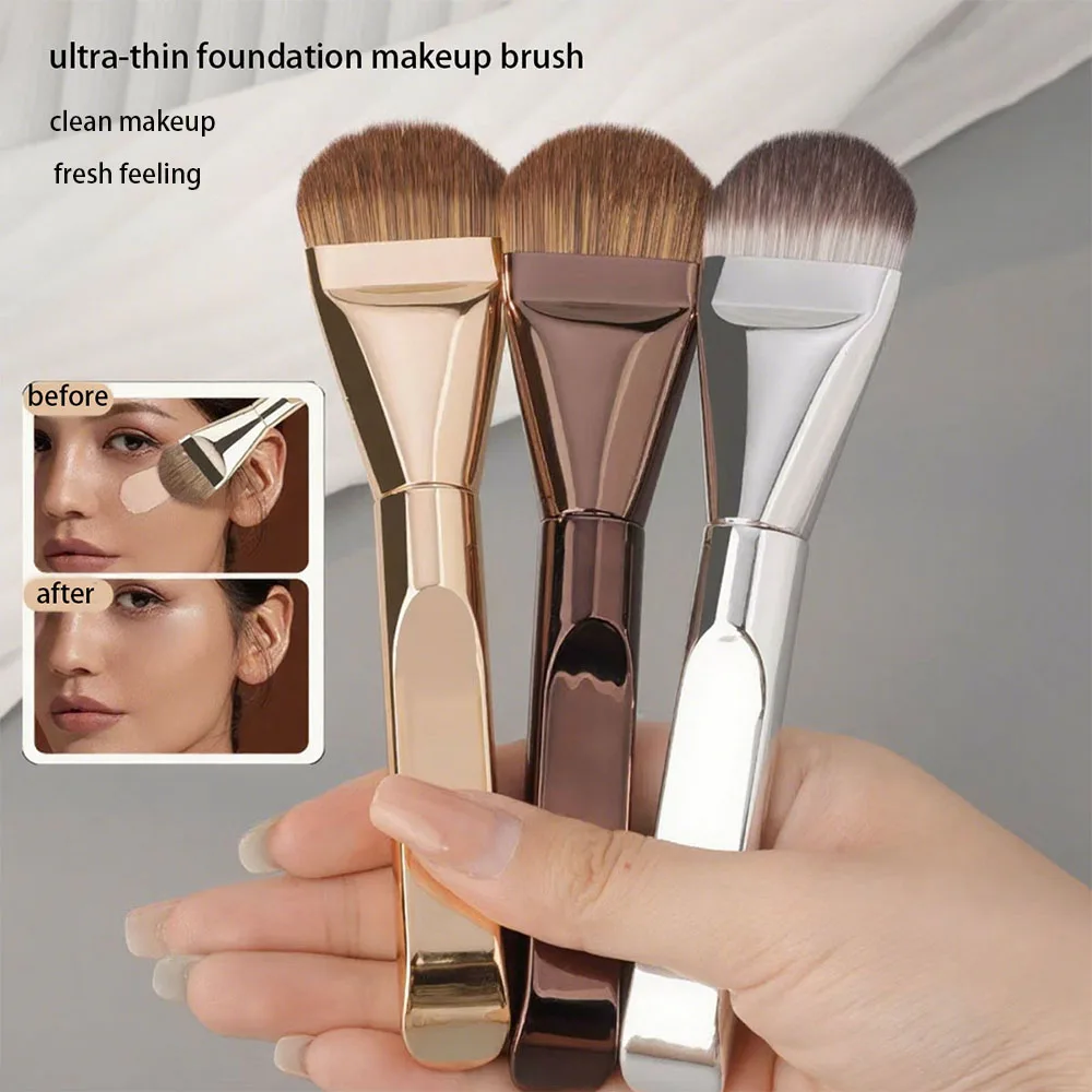 Thin Foundation Brush, Korean Ultra Thin Makeup Brush for Blending Liquid Foundation, Blending Cream Mask Makeup Face, Silver