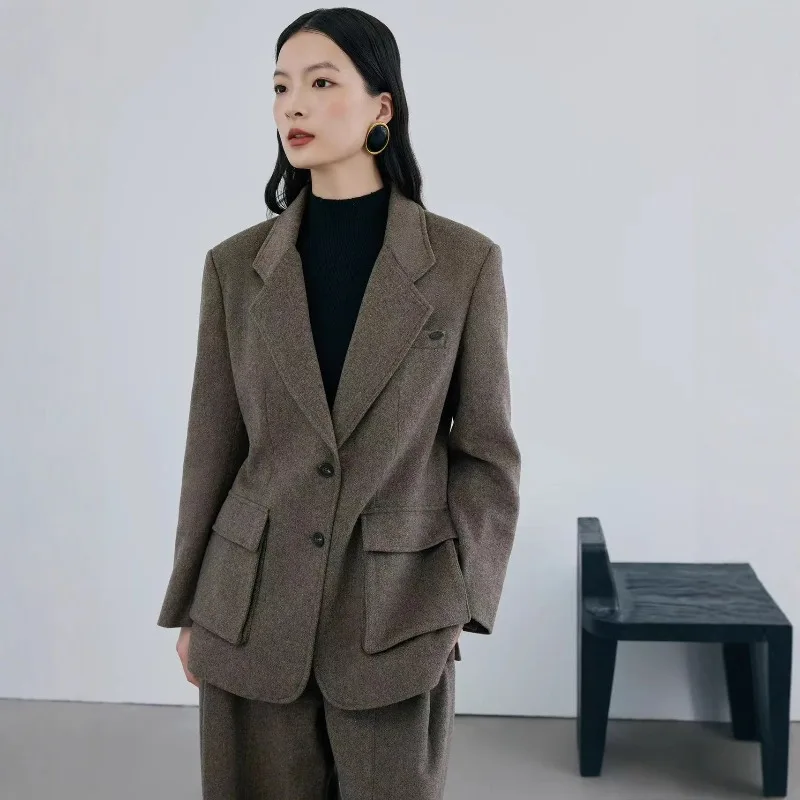 

Women Autumn Winter New Cashmere Casual Texture Suit