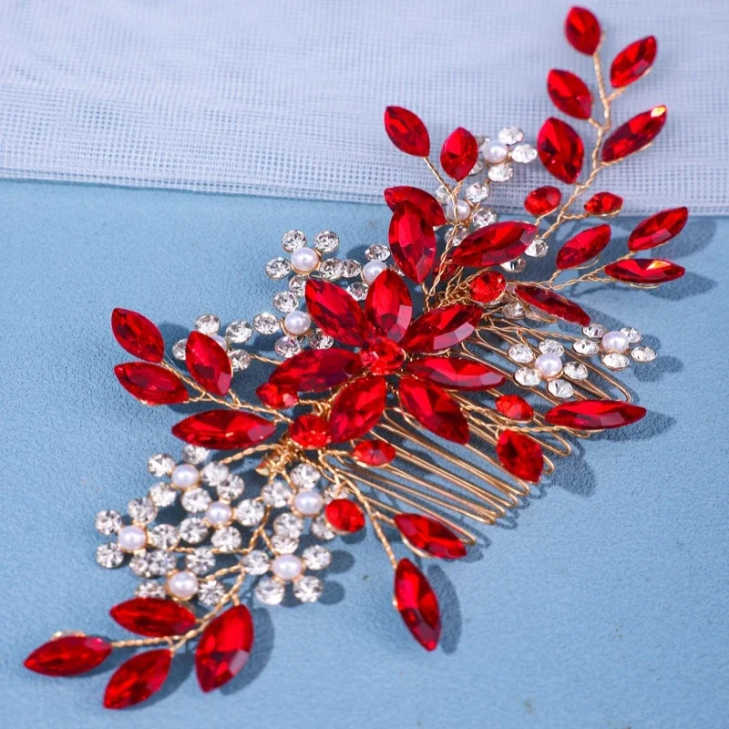 Luxury Crystal Hair Comb Hairpin For Women Bride Rhinestone Flower Hair Comb Pin Bridal Wedding Hair Accessories Jewelry Comb image 4