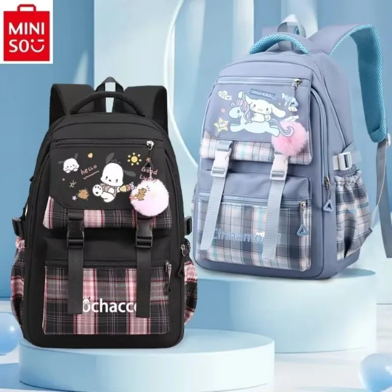 

MINISO 2024 Cartoon New Hello Kitty Large Capacity Backpack for Students Cute and Lightweight Weight Reducing Backpack