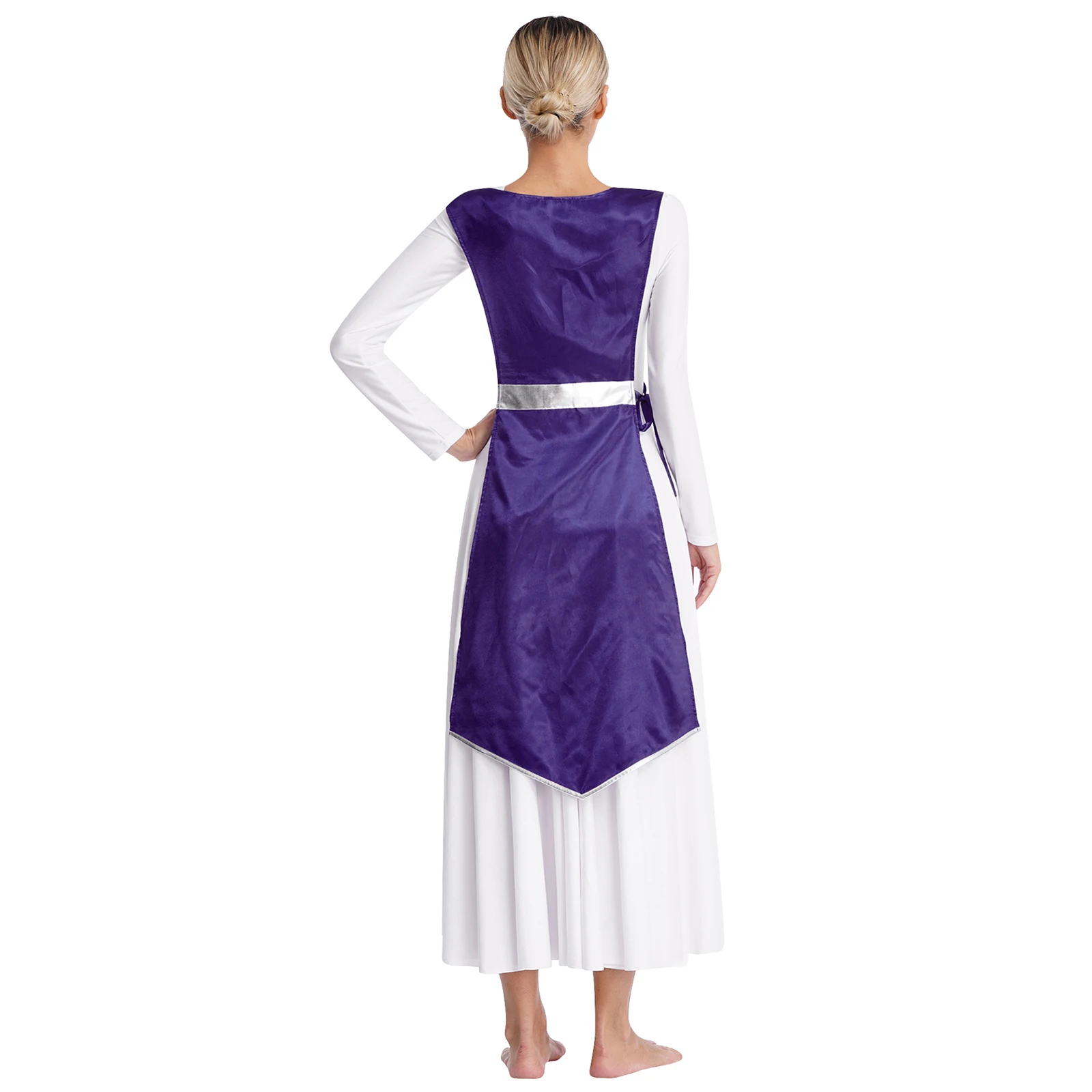 Costume de danse lyrique fendu sur les côtés à lacets pour femmes, tunique, vêtements de danse, robe de culte de chœur d'église, robe de louange liturgique