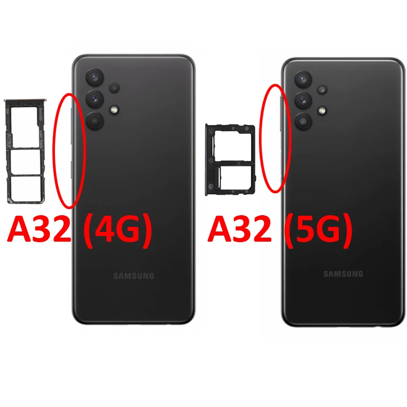 For Samsung Galaxy A32 LTE 4G 5G A325 A326 Phone SIM Tray Micro SD Chip Card Slot Drawer Holder Pocket Single Dual Parts Black