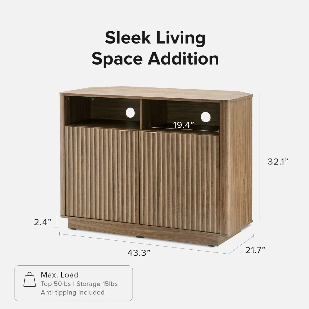 미드 센추리 모던 뷔페, 엔터테인먼트 센터, 문과 선반이 있는 보관 캐비닛, 55인치 TV 스탠드용 미디어 캐비닛