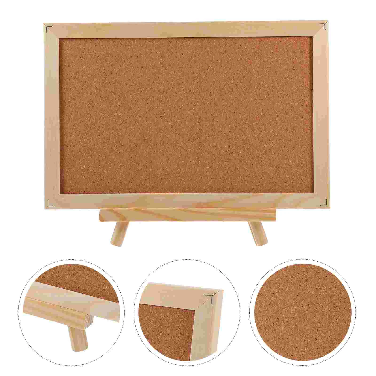 Display Board Wooden Frame Small Monitor Stand Easel Cork Pine Photo