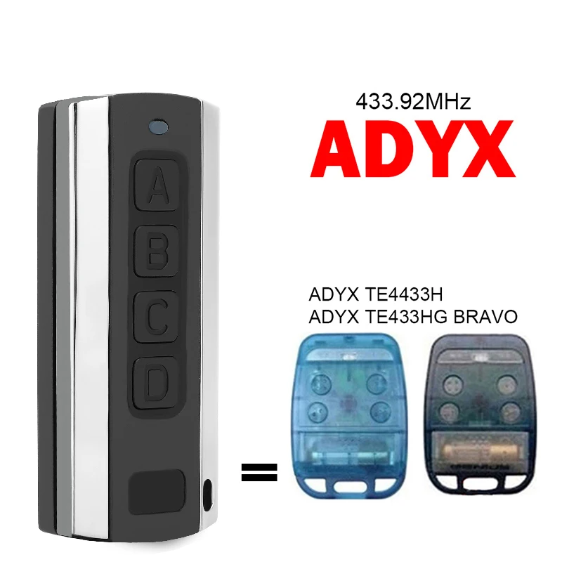 

Compatible With ADYX TE4433H TE433HG BRAVO Garage Door Remote Control 433.92MHz Garage Door Command Clone ADYX Remote Control