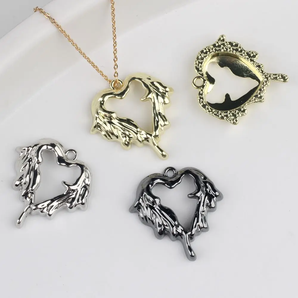 6 قطعة/الوحدة 22*22 مللي متر سبائك الزنك على شكل قلب الجناح قلادة جالبة للحظ عقد دي اي واي سوار أقراط ملحقاتها