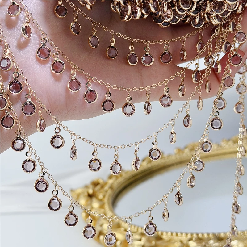 10 Meters New Gold Color Plated  Crystal Beads Link Chains For DIY Jewelry Making No Fade Extend Chain Crafts Accessories
