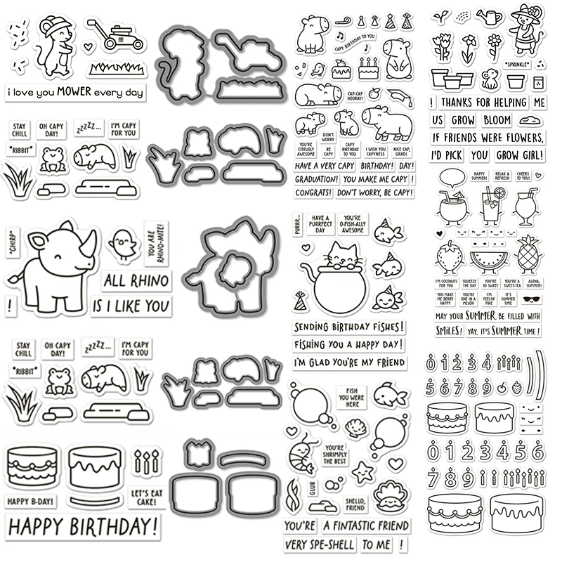 Geburtstagstorte Capybaras! Add-On, transparente Stempel oder Metall-Stanzform für DIY-Bastelarbeiten, Karten, Fotoalbum, Scrapbooking, Dekoration
