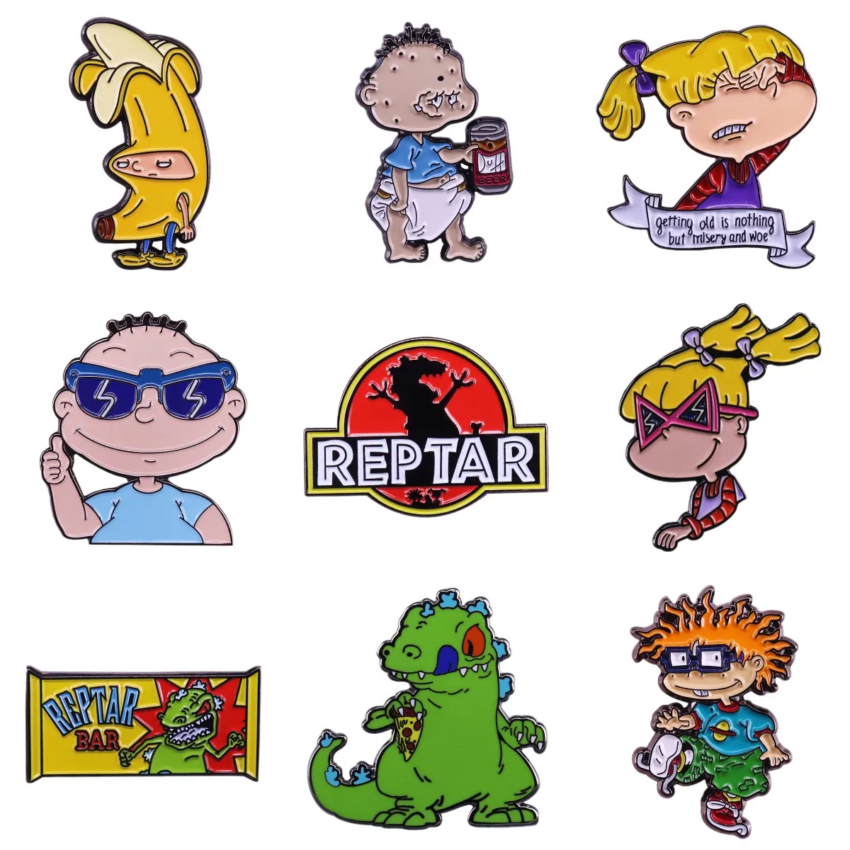 Film animowany emaliowane szpilki niestandardowe śliczne niegrzeczny chłopiec dziewczyna dinozaur banan animacja broszki luksusowa miedziana przypinka do klapy biżuteria prezent
