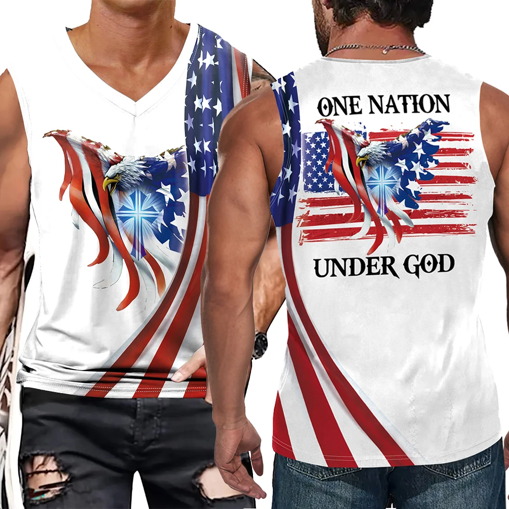 Man Tank Top Independence Day Printed Vest Summer Casual Tops for Sports Sleeveless Fashion Streetwear Holiday Male Clothing