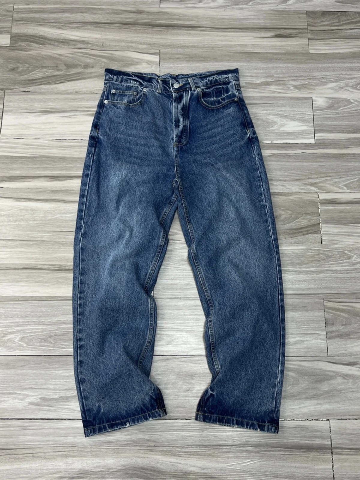 

Мужские модные повседневные свободные джинсы прямого кроя из хлопка, классические синие джинсы с эффектом потертости, на молнии, со средней посадкой, для зимы, весны и лета