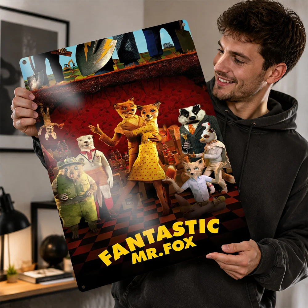 Fantastic Mr. Fox movie Poster Cinema Wall Art Customized Retro Metal Sign for Man Cave Home Decor Film Fan Gift Room Decoration