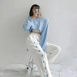 2023 New Women Pants Oversize Casual Wide Leg Loose Capris Embroidery Sport Streerwear Fashion Style Female Jogging Trousers