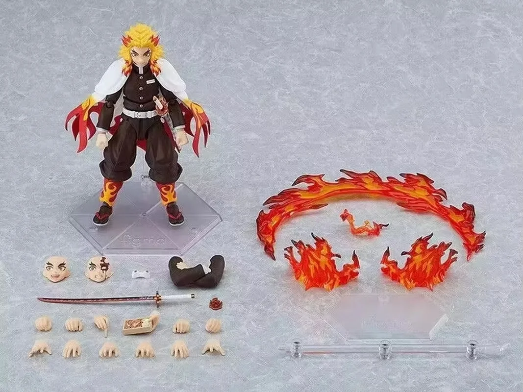 Figura anime Demon Slayer Rengoku Kyoujurou Action Figures Figma # 553 bambola Kimetsu No Yaiba in PVC raccogli modello giocattolo per bambini regalo