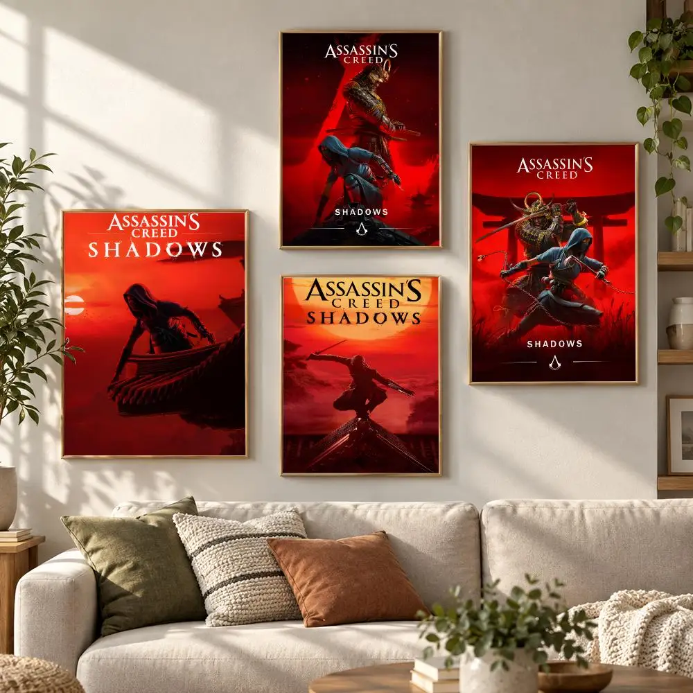 Game A-Assassins Creed Shadows Poster HD Waterproof Aesthetic Wall For Home Decor Trendy Durable Easy To Apply Art