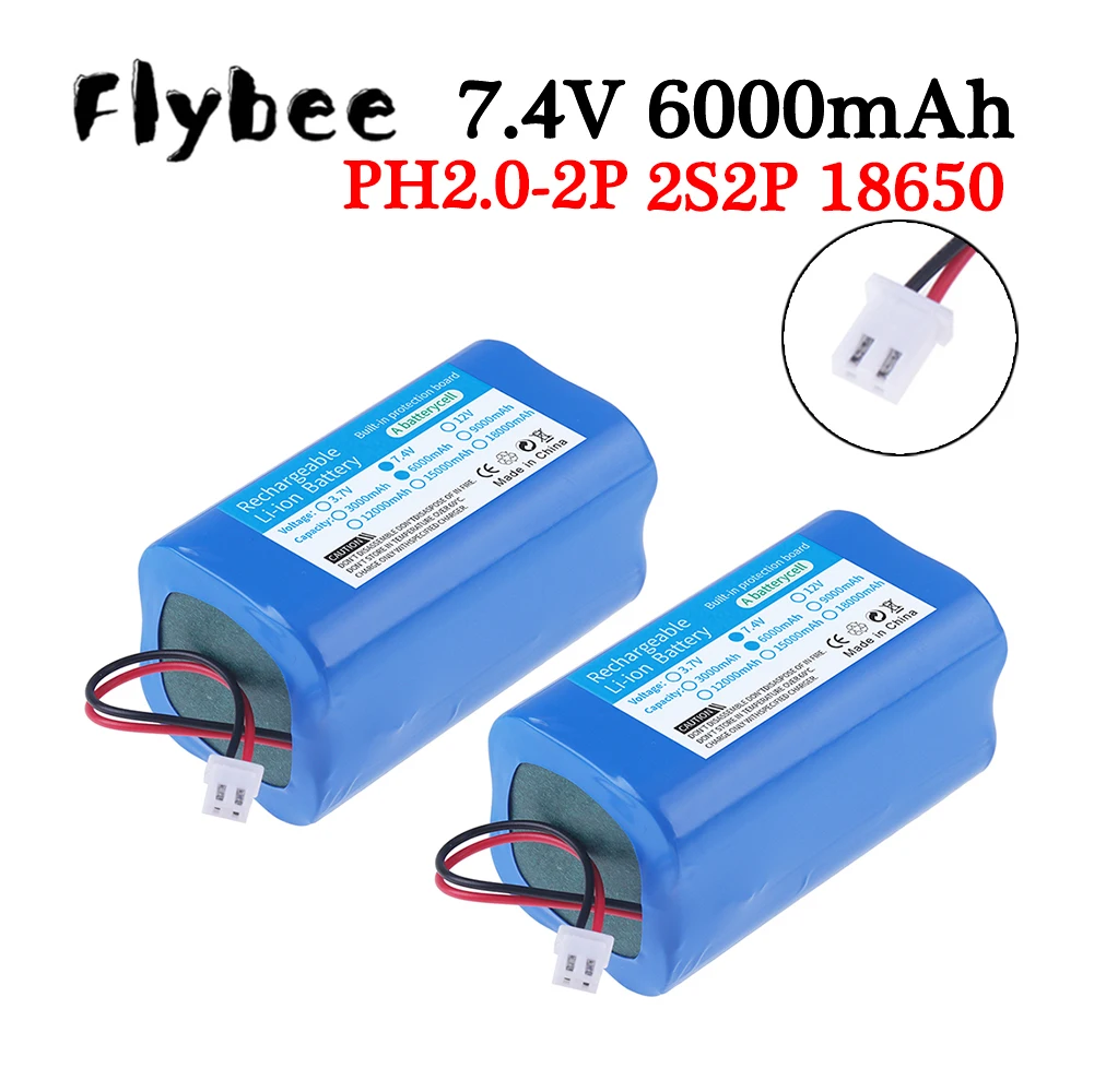 Nuevo Paquete de batería de iones de litio recargable 2S2P 18650 7,4 V 6000mAh, para altavoz megáfono, monitoreo inalámbrico, proyectores